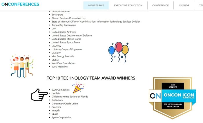 OnCon Icon Awards 2025 - Top 10 Technology Team Winner